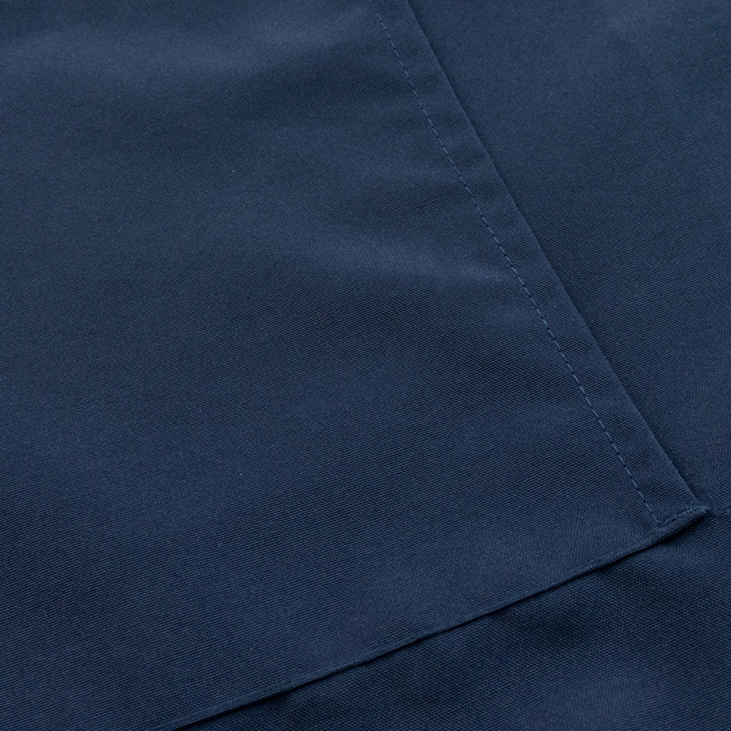 Navy blue premium polyester cooking chef apron with adjustable neck and long ties.