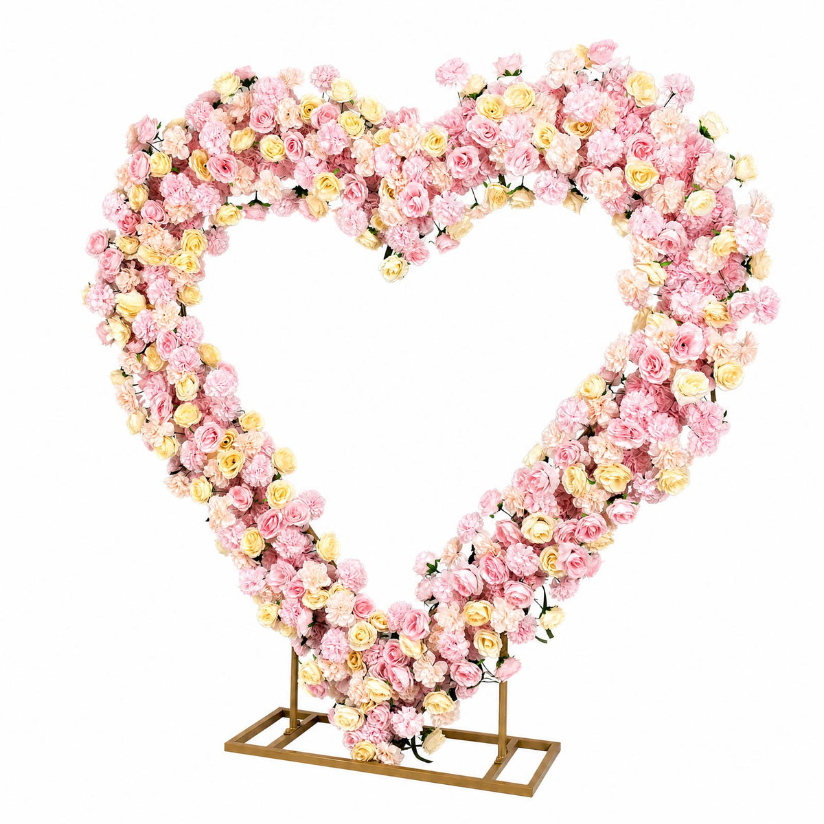 Heart Floral Arch Backdrop – 7ft Blush Artificial Silk Rose, Peony & Hydrangea Flower Arrangement fo