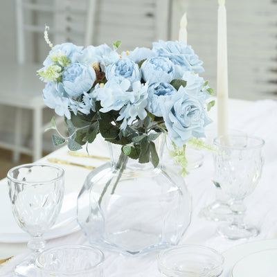Light Blue Artificial Peony Bouquets Light Blue Artificial Peony Bouquets