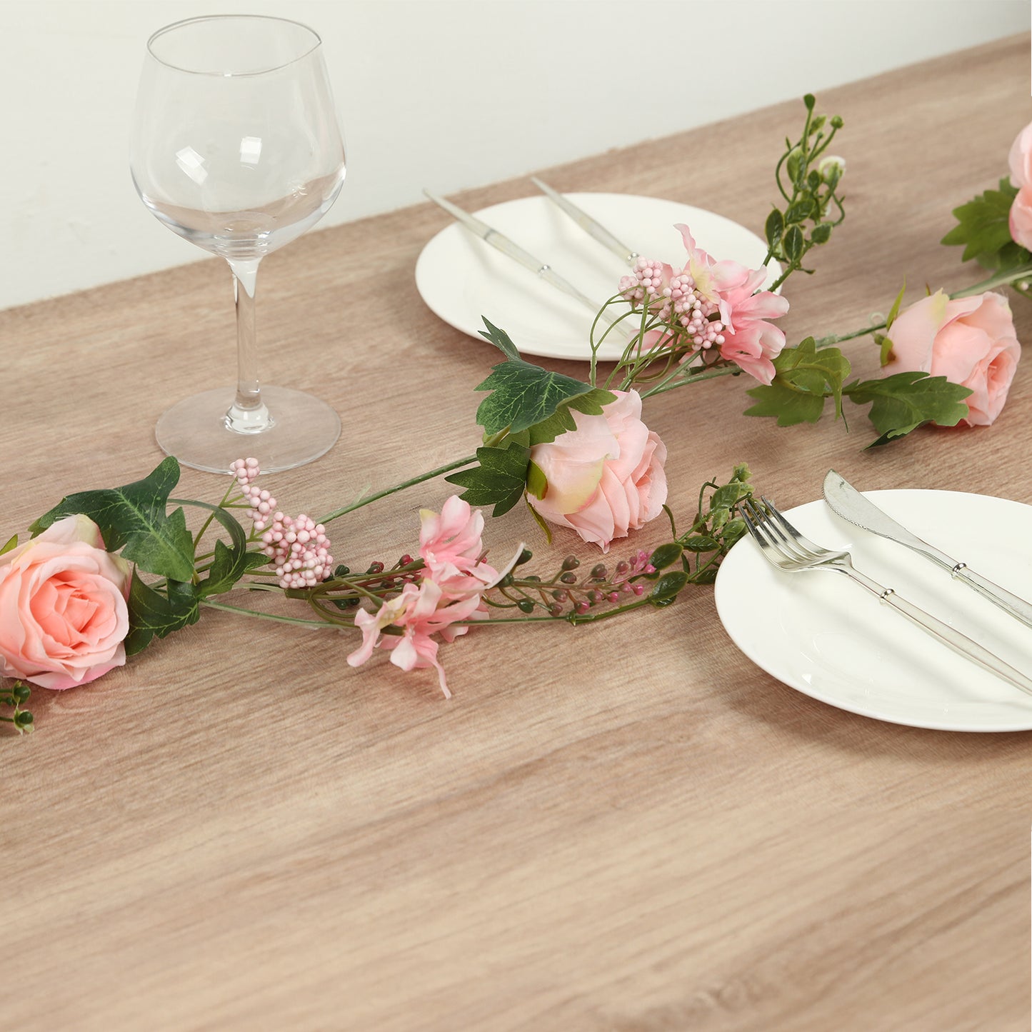 6ft blush silk rose peony flower garland with mixed greenery, perfect for decor.