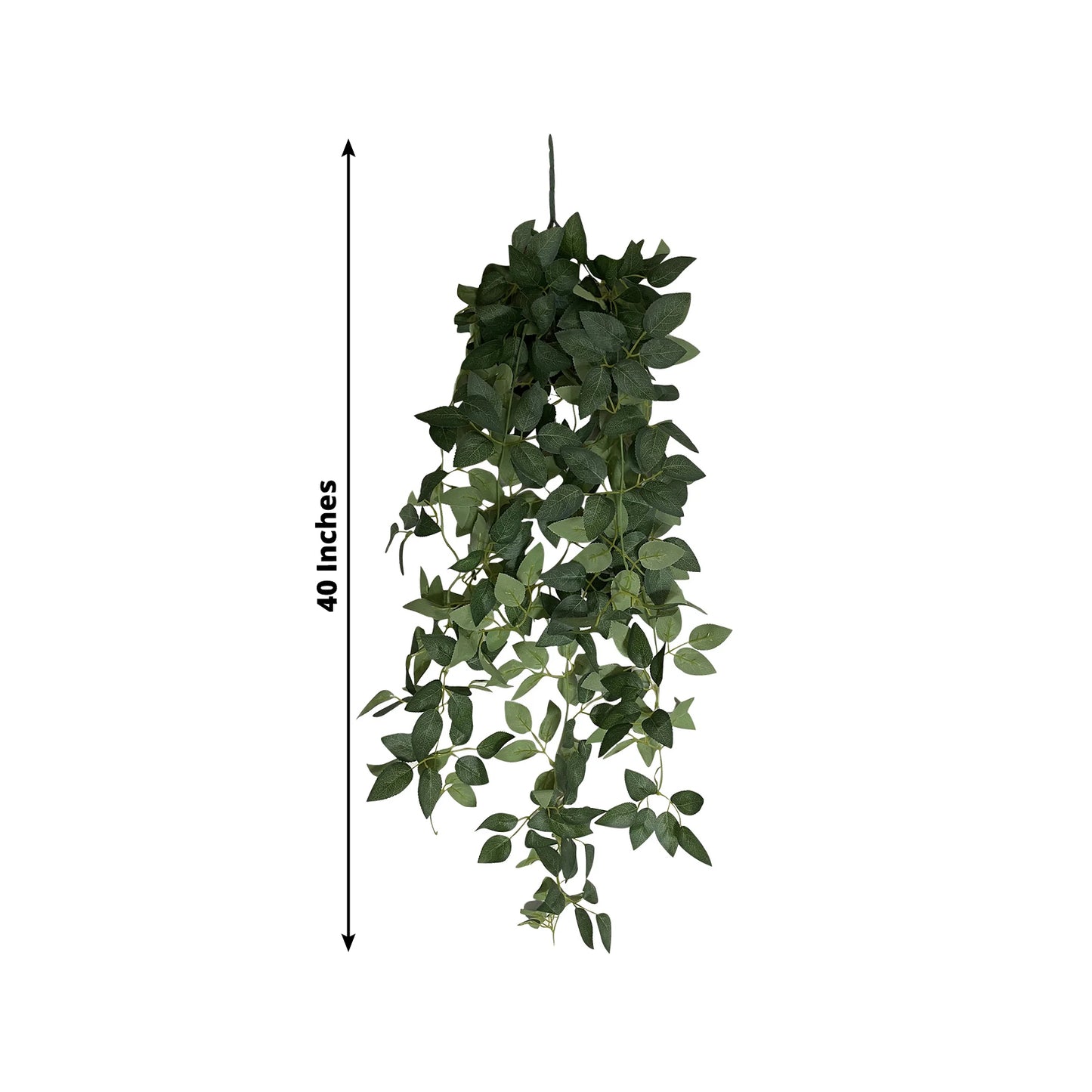 Realistic green silk rose leaf hanging plant, 40 inches long.