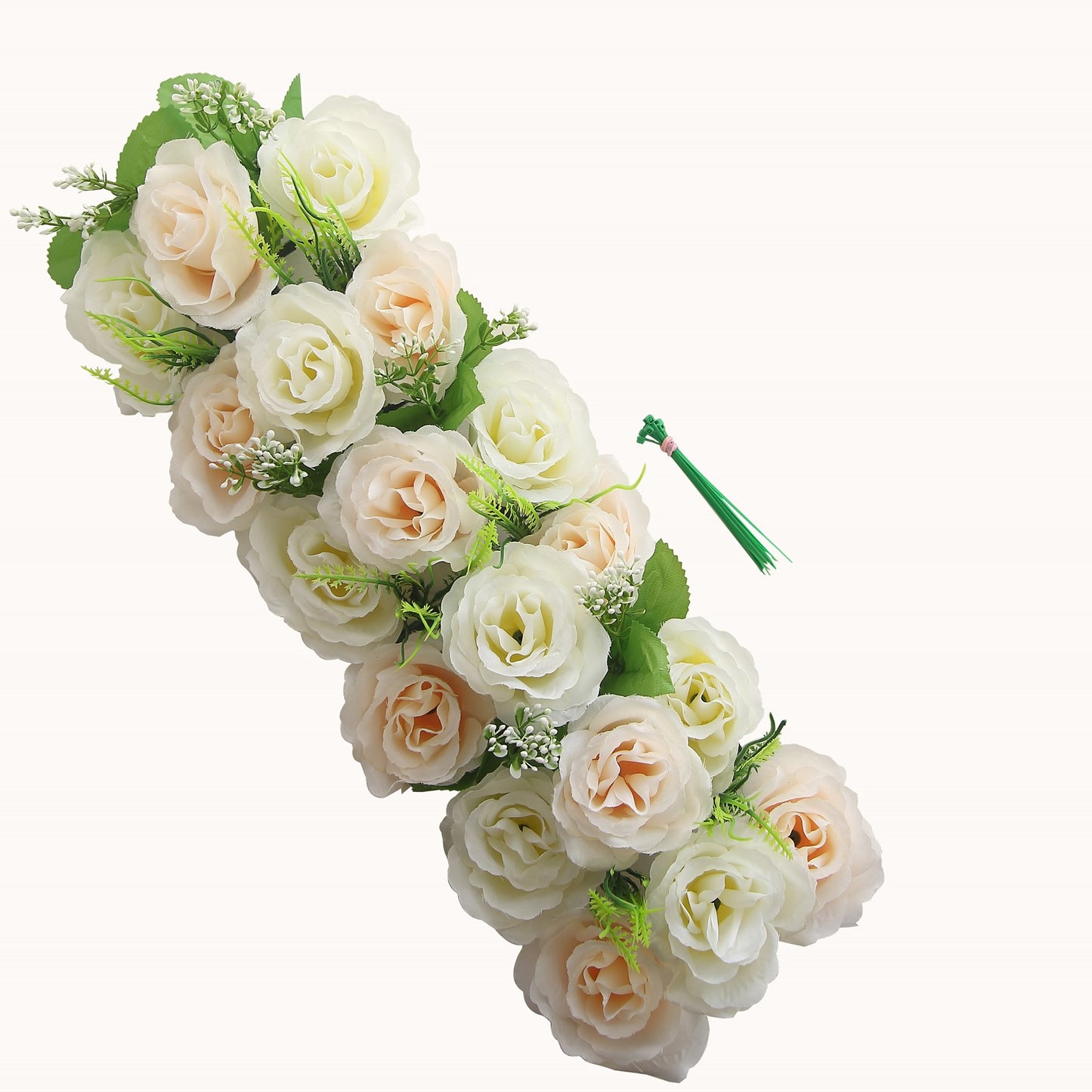 Cream ivory silk rose flower table runner for wedding centerpiece.