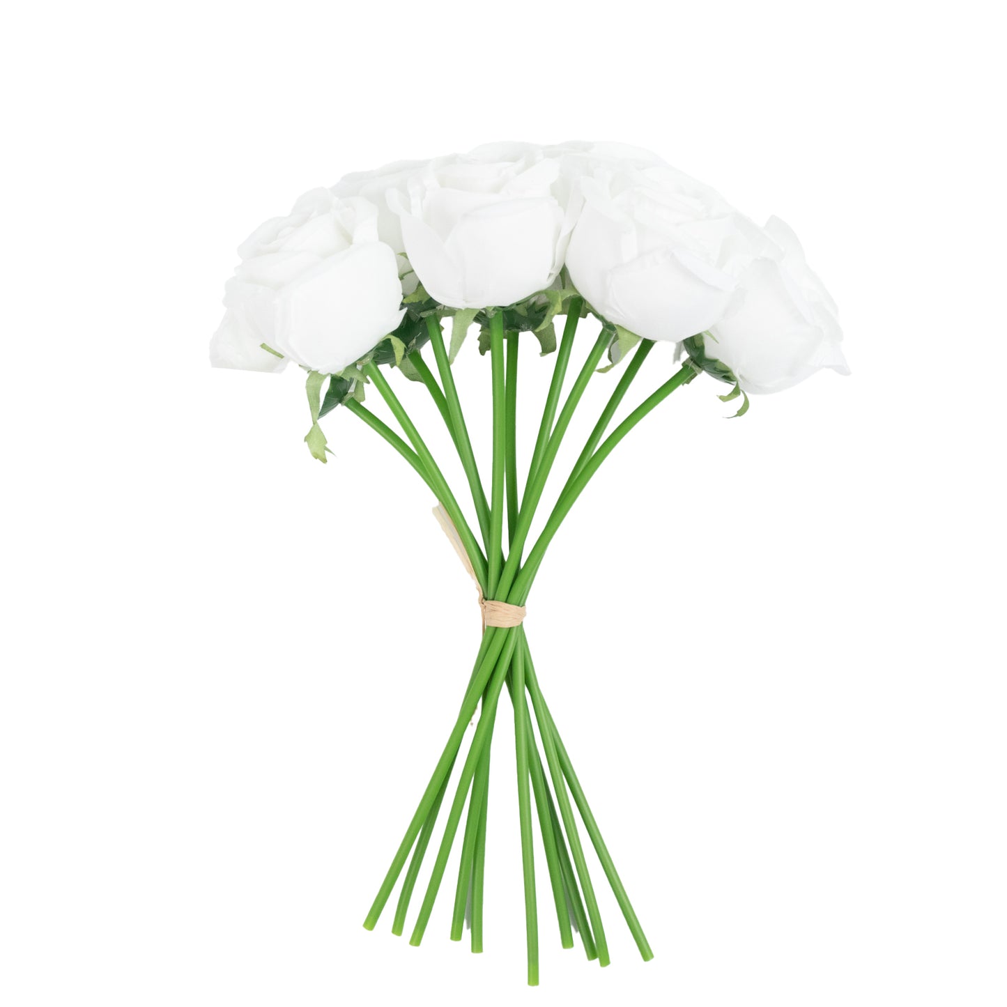 10 Pcs White Artificial Silk Roses for Bouquets
