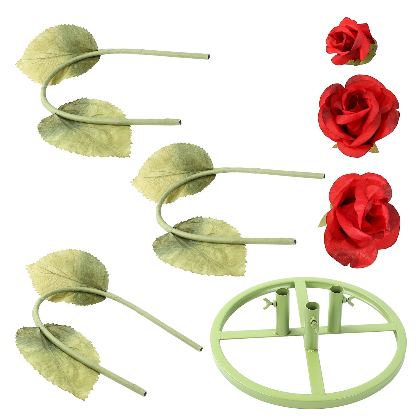 Giant Paper Rose Floor Display Set, 3 Pcs Long Stem Artificial Roses with Metal Base 6.5ft Red - Fre