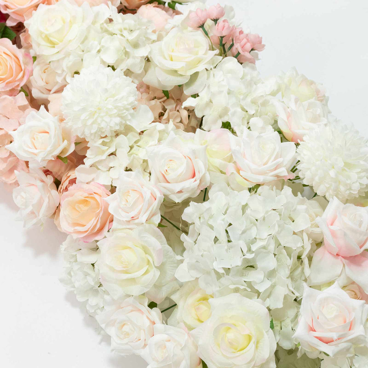 80"x18" Pre-Arranged Silk Flower Runner – White, Pink & Red Gradient Roses, Hydrangeas, Peonies & Ch