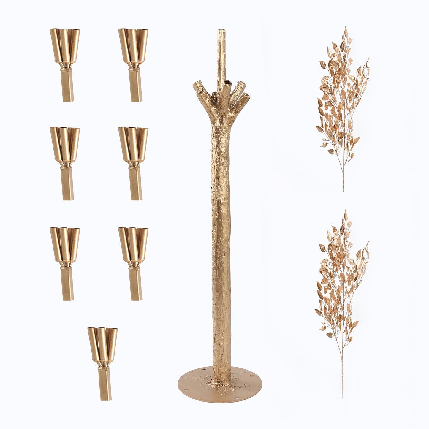 5ft golden faux leaf tree with natural-look trunk for event décor.