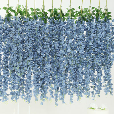 Dusty Blue Artificial Silk Hanging Wisteria Flower Garland Vines Dusty Blue Artificial Silk Hanging Wisteria Flower Garland Vines