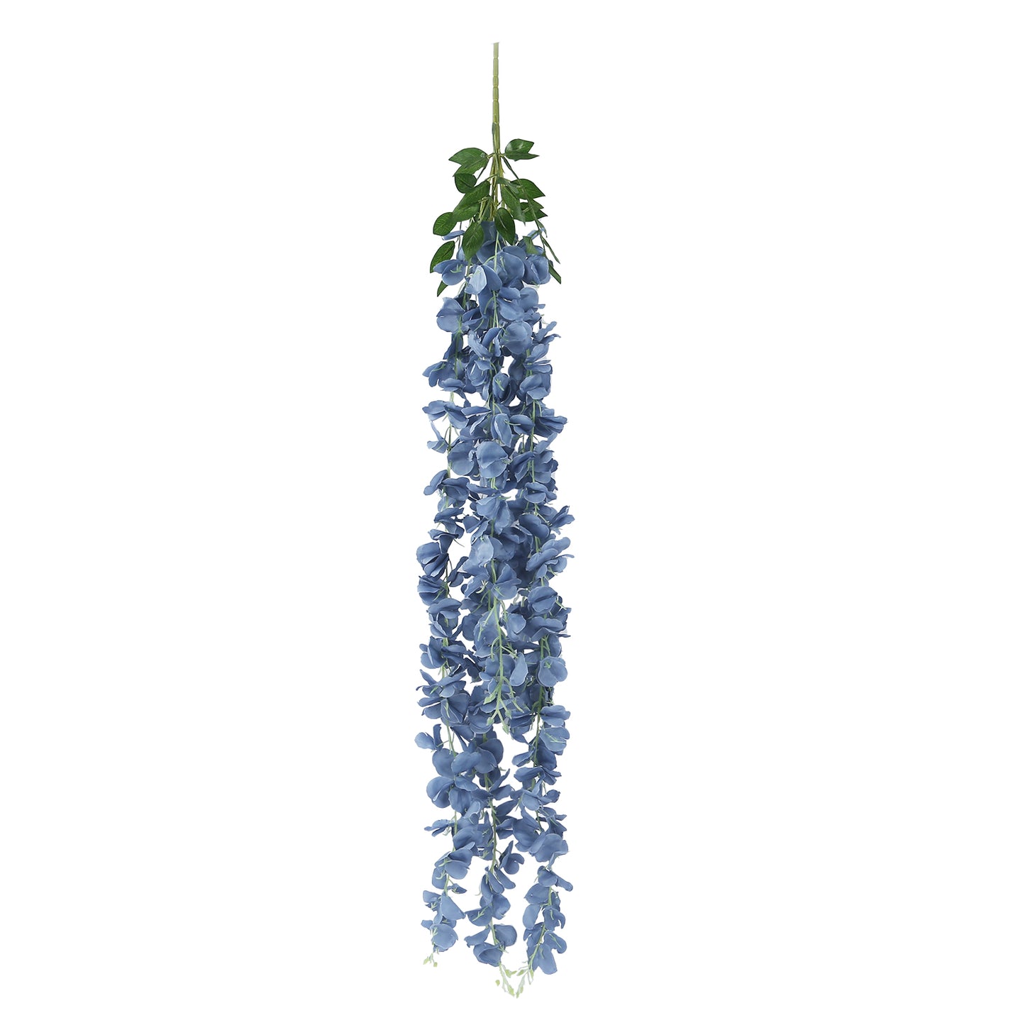 42" Silk Hanging Wisteria Flower Garland Vines in Dusty Blue, Elaborated 5 Full Strands in 1 Bush
