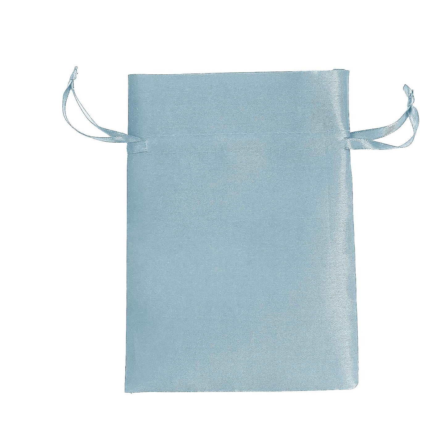 Dusty blue satin drawstring favor gift bag, 5"x7", 12 pack.