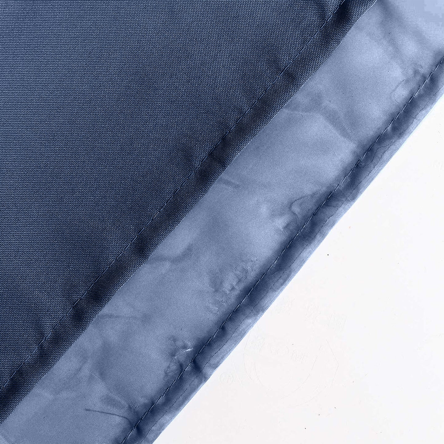 Navy blue chiffon curtain drapes, dual layer backdrop panels.