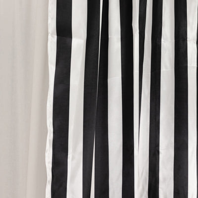Luxurious Black and White Striped Satin Backdrop Curtain Luxurious Black and White Striped Satin Backdrop Curtain
