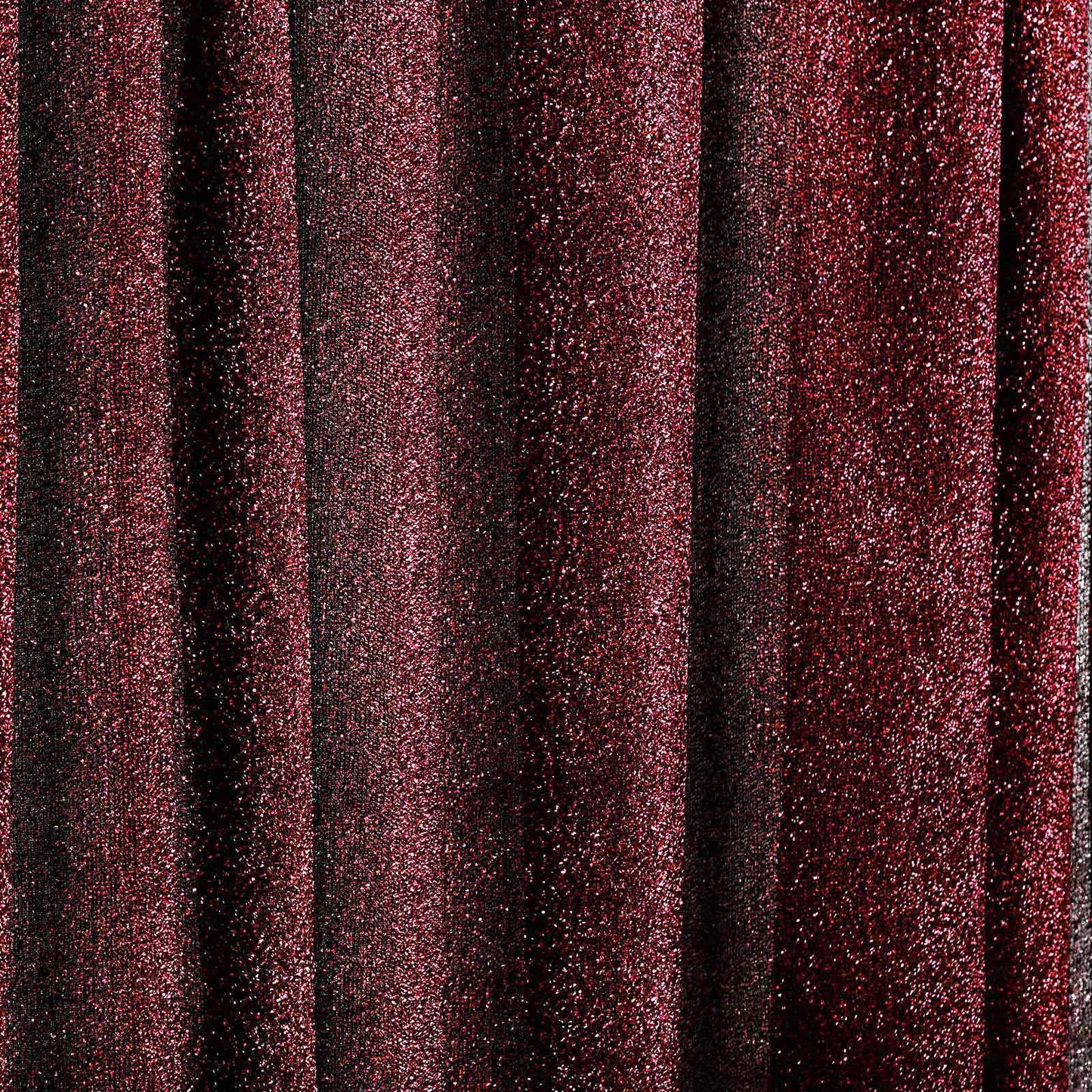 Burgundy metallic shimmer tinsel event curtain drapes backdrop panel.