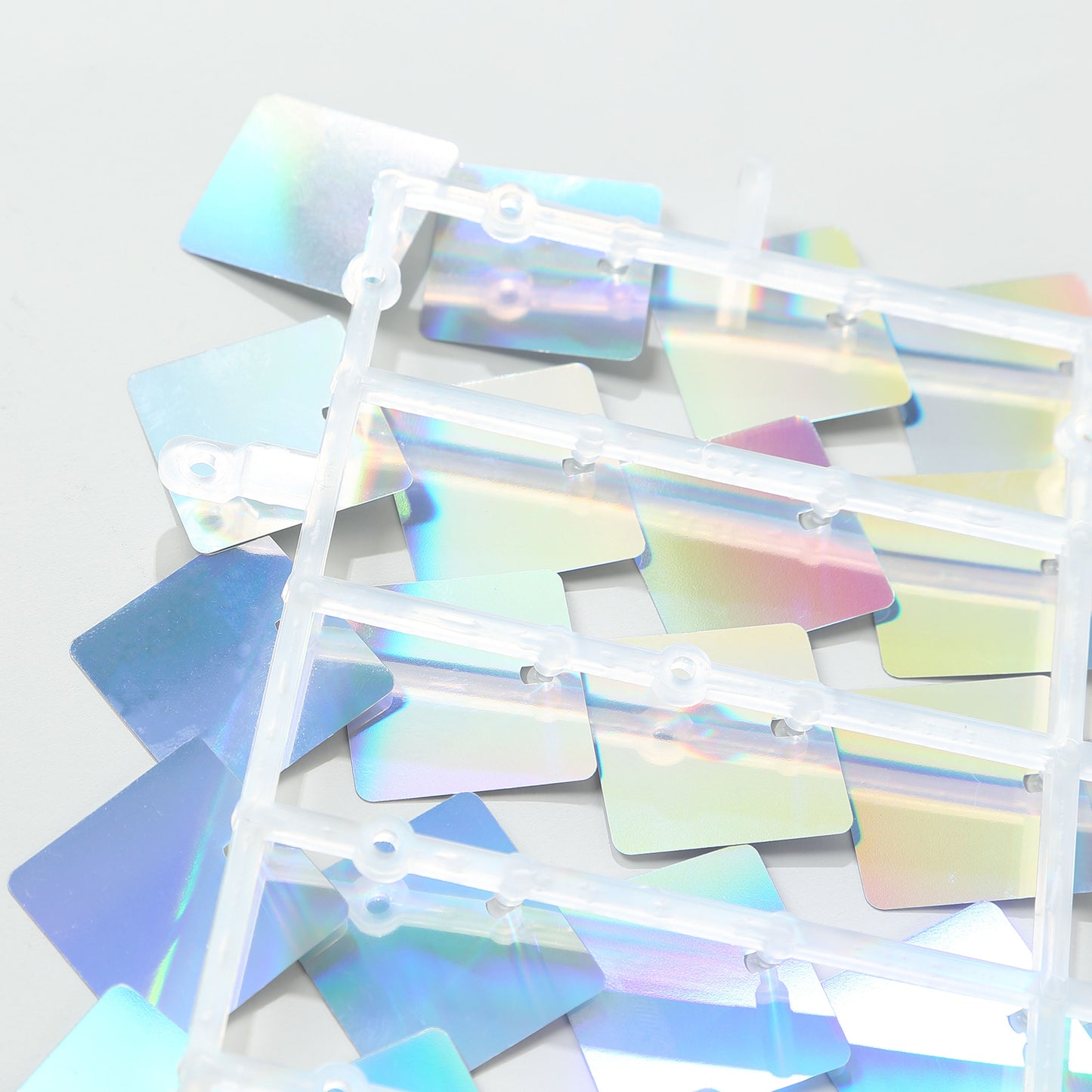 Iridescent blue square sequin shimmer wall party backdrop panels.