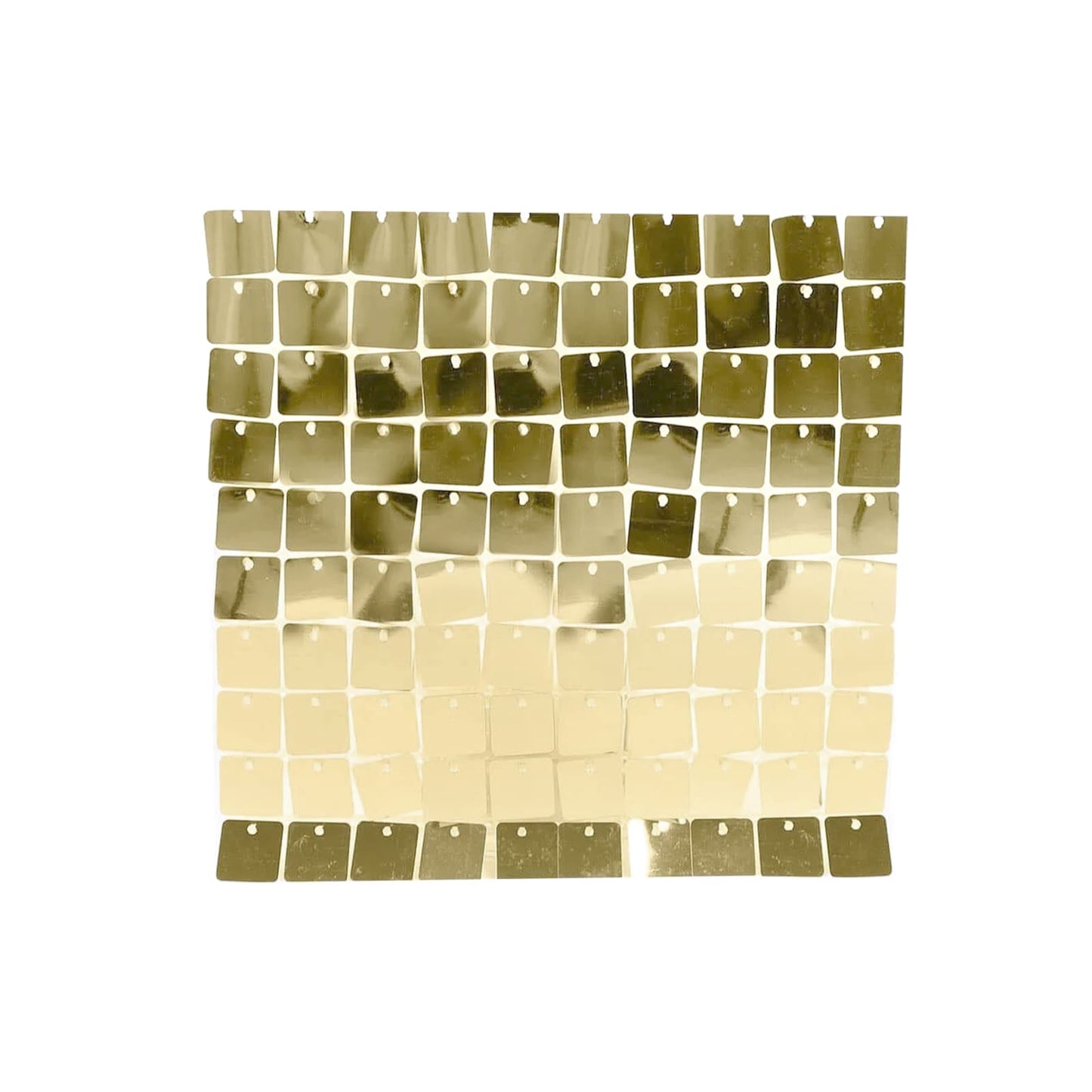 Shiny gold square sequin shimmer wall backdrop for party decor.