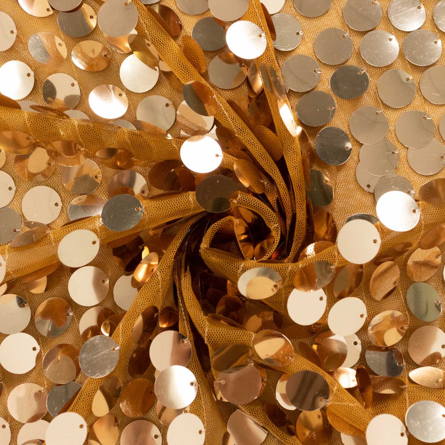 Sparkly gold sequin wedding arch cover for round backdrop stand. #whtbkgd