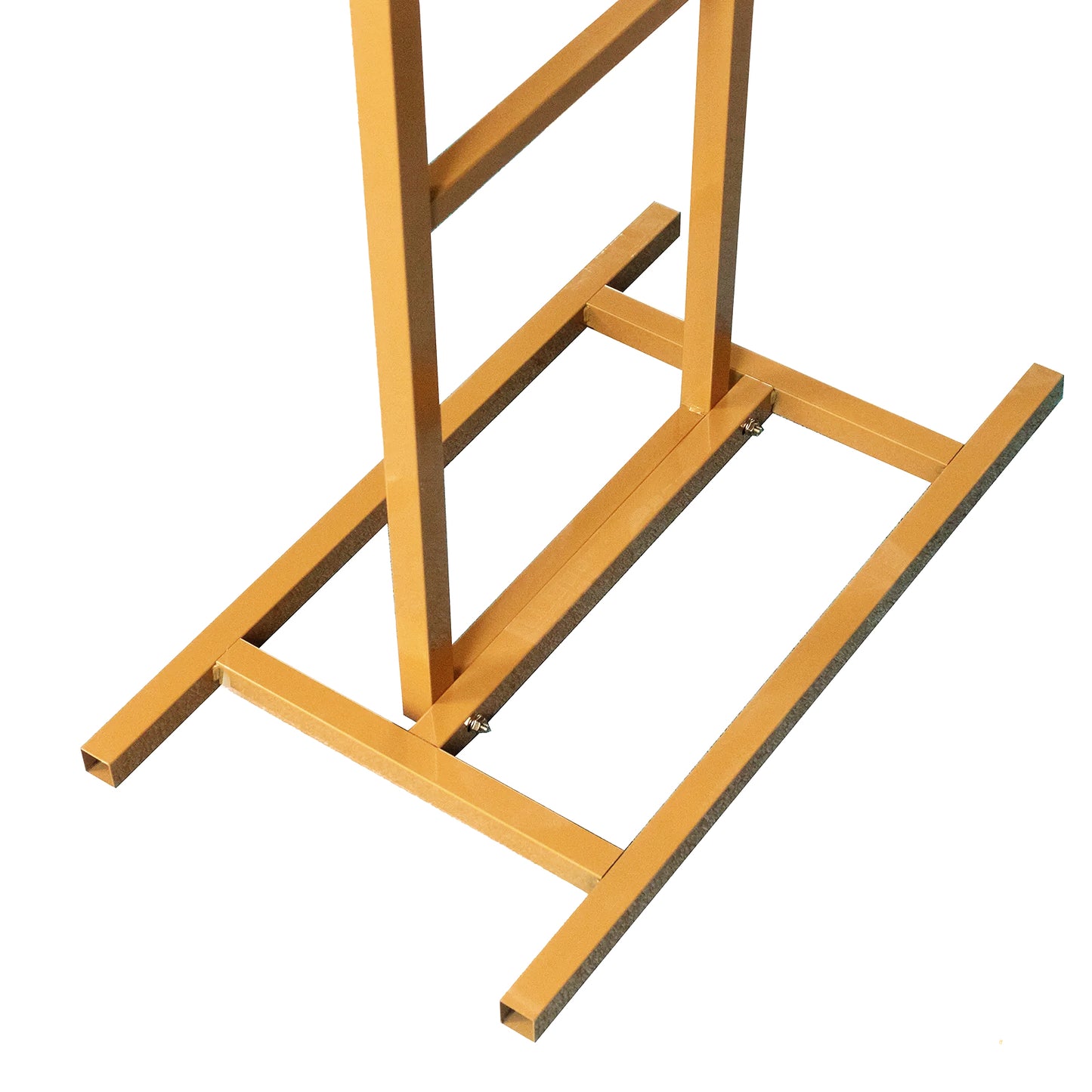 Gold metal event arch and canopy frame with adjustable height.