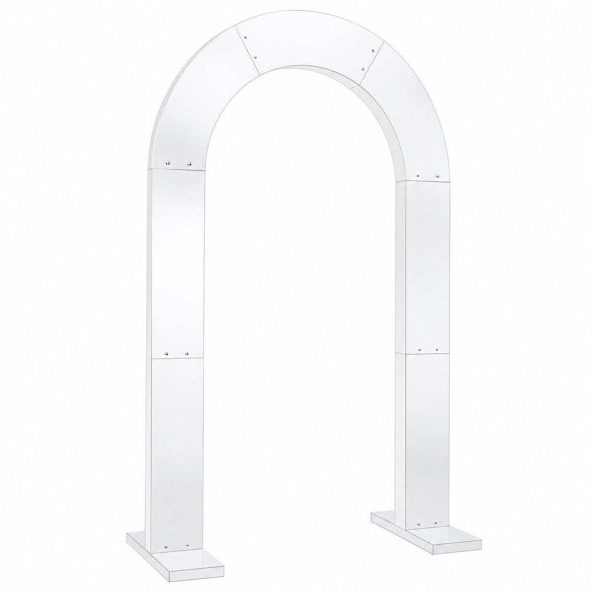 7.8ft Silver Mirror Finish Wedding Arch Backdrop Stand, Round Top Design with PVC Board Frame - Cere