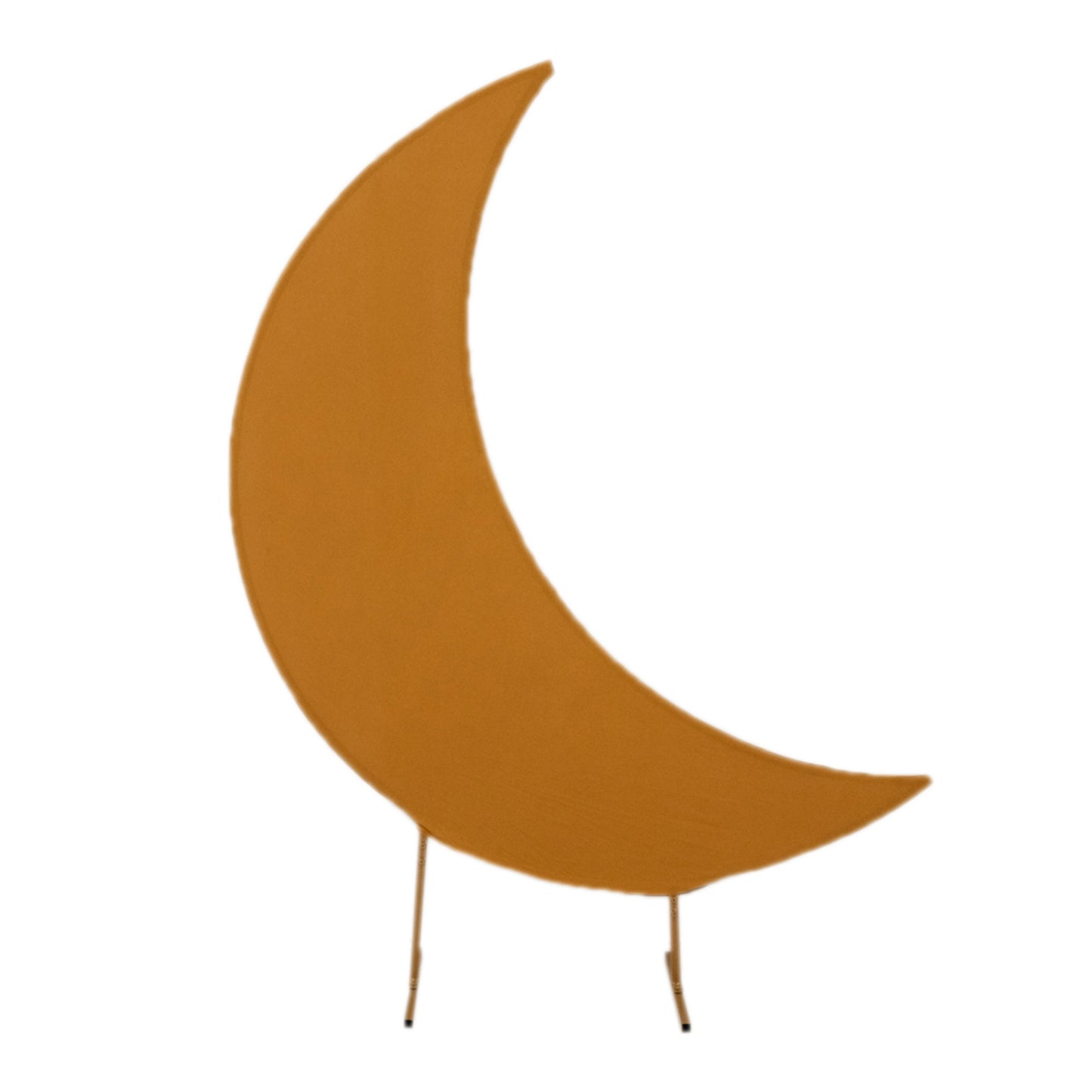 Gold spandex crescent moon backdrop stand cover for weddings.
