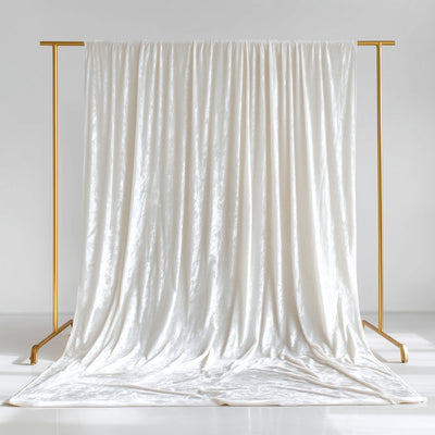 Crushed White Velvet Backdrop Curtain 5ft x 14ft Crushed White Velvet Backdrop Curtain 5ft x 14ft