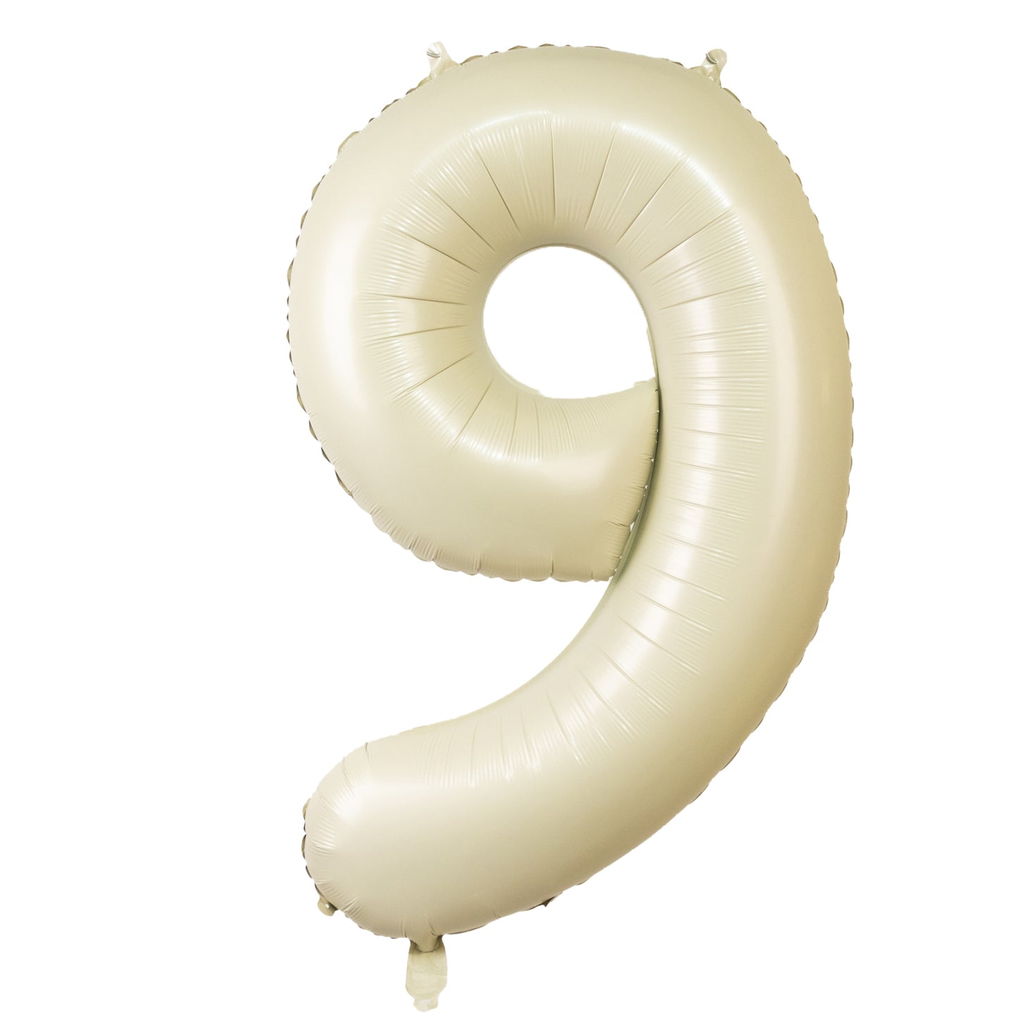 Matte cream large number 9 balloon, 35" Mylar foil, air or helium fill.