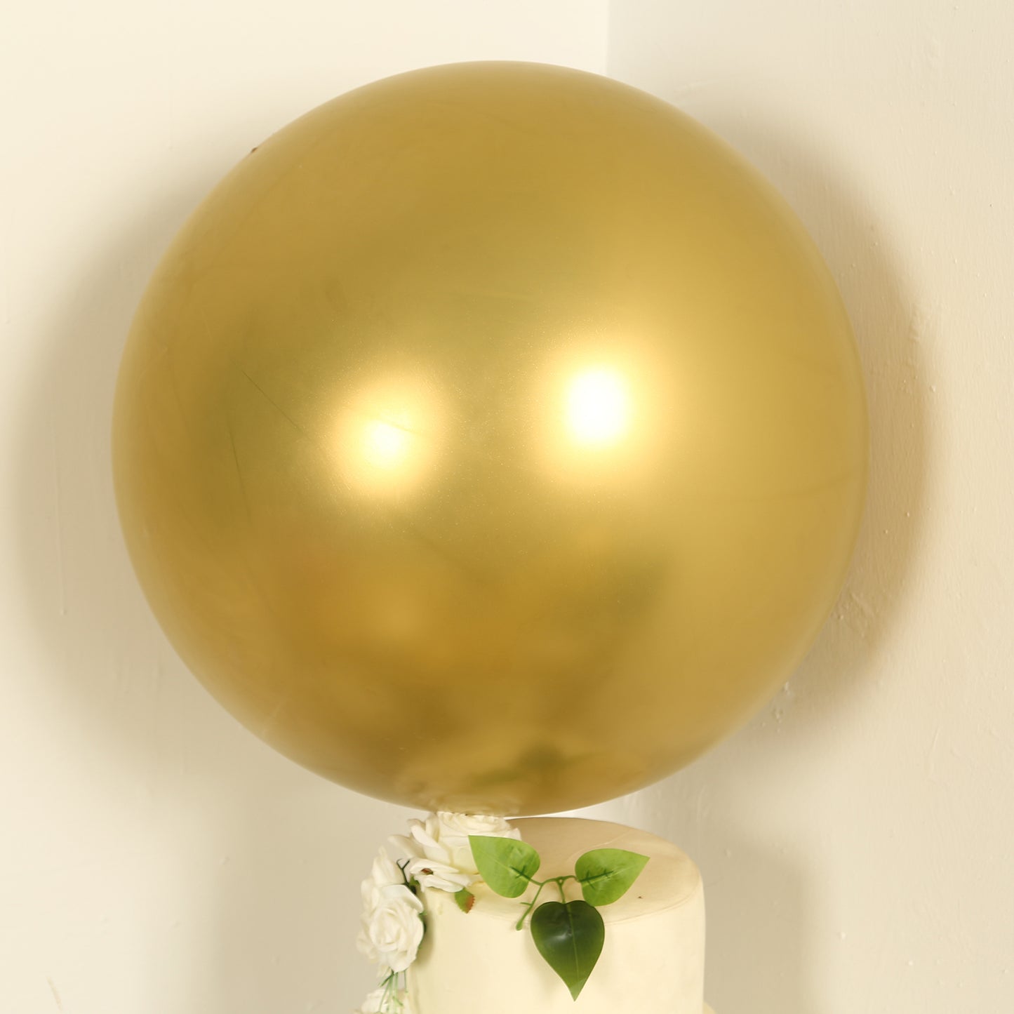 Metallic chrome gold biodegradable balloon, 36" large round eco-friendly party decoration.