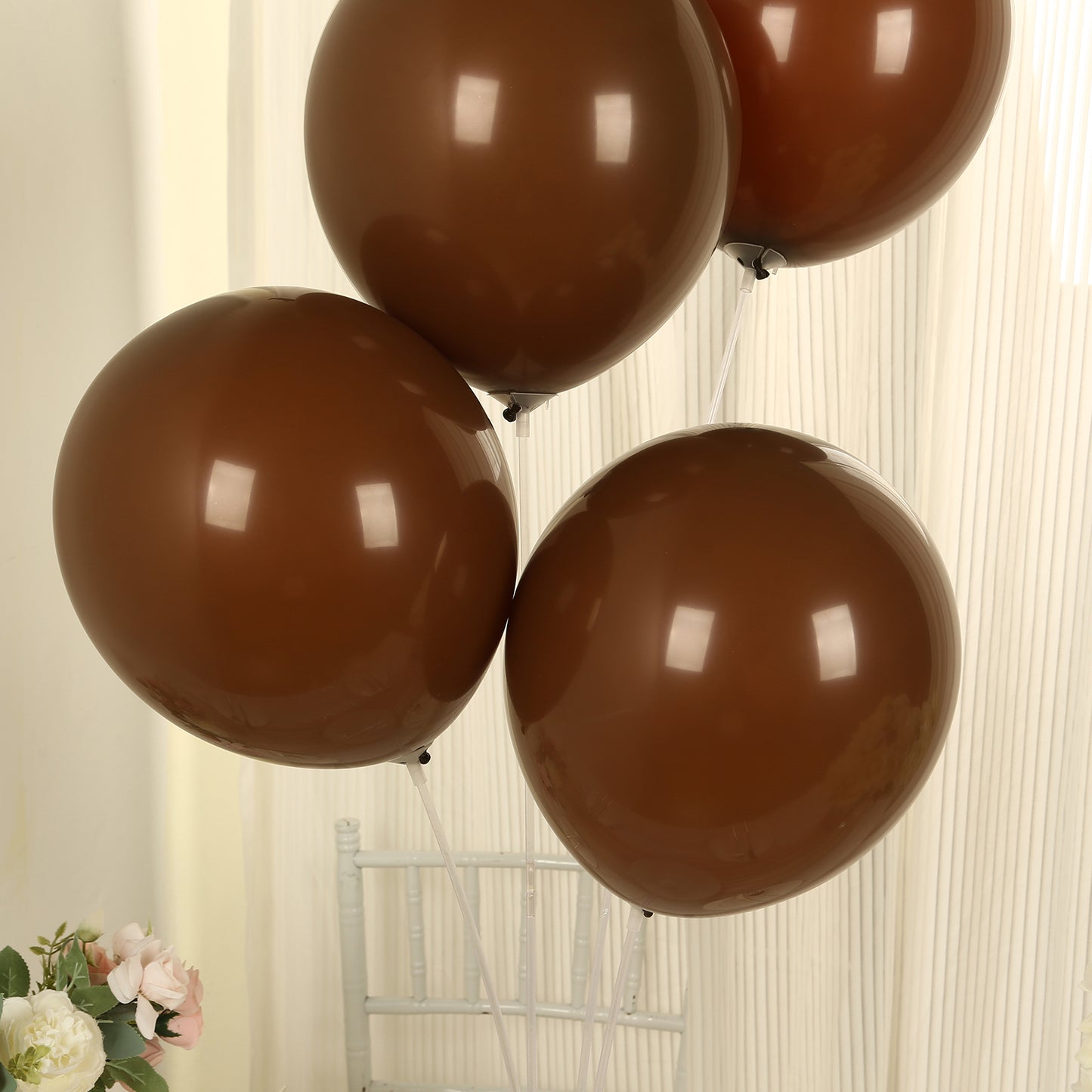 Matte pastel cinnamon brown biodegradable balloons, eco-friendly party decor.