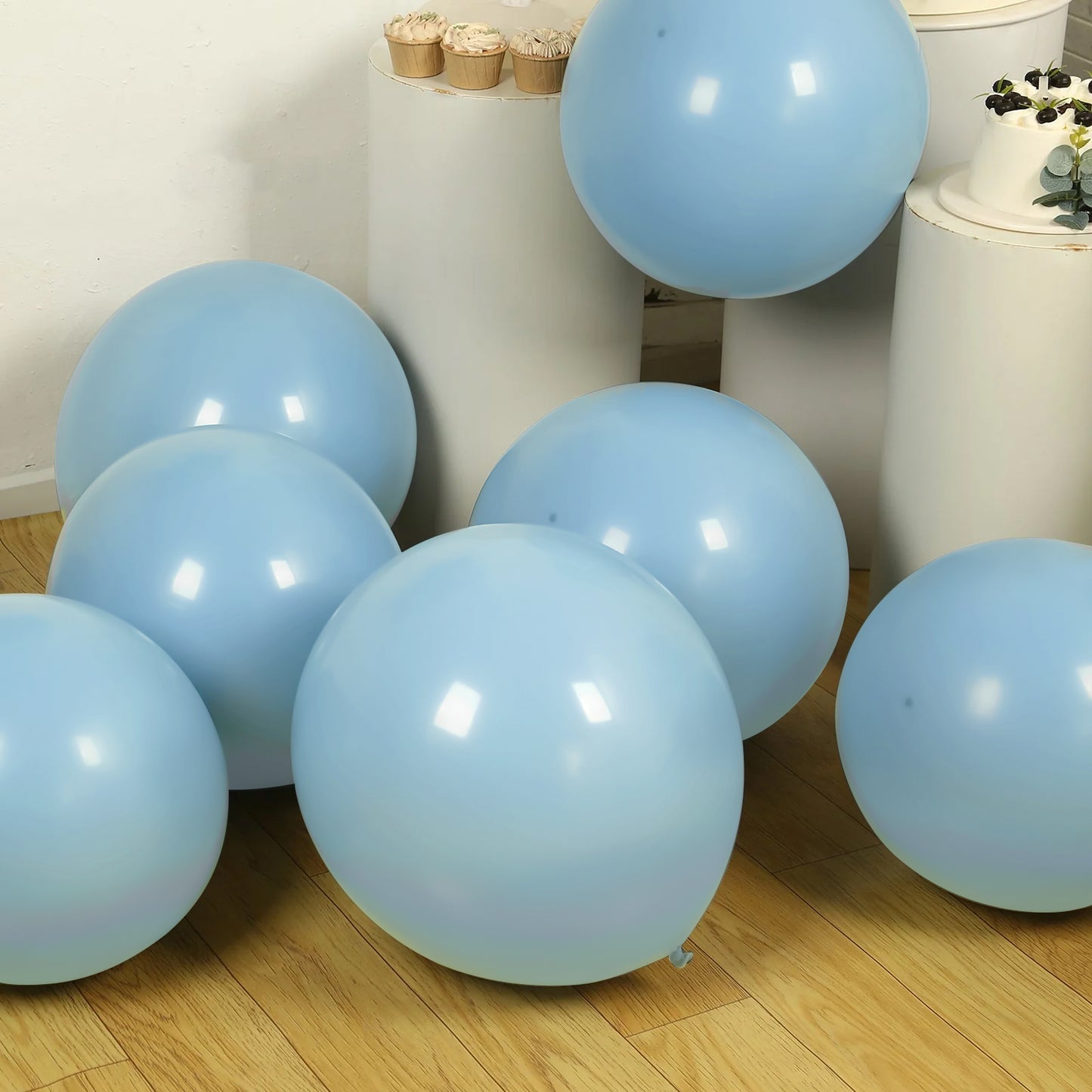10 Pack Matte Pastel Dusty Blue Biodegradable Balloons 18", Round Eco-friendly Thick Latex Party Balloons