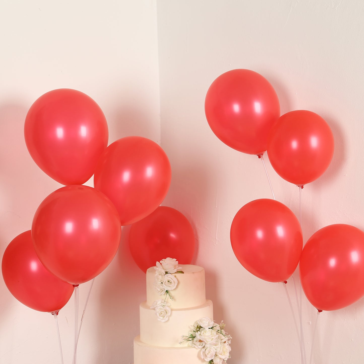 Red biodegradable balloons for eco-friendly parties.