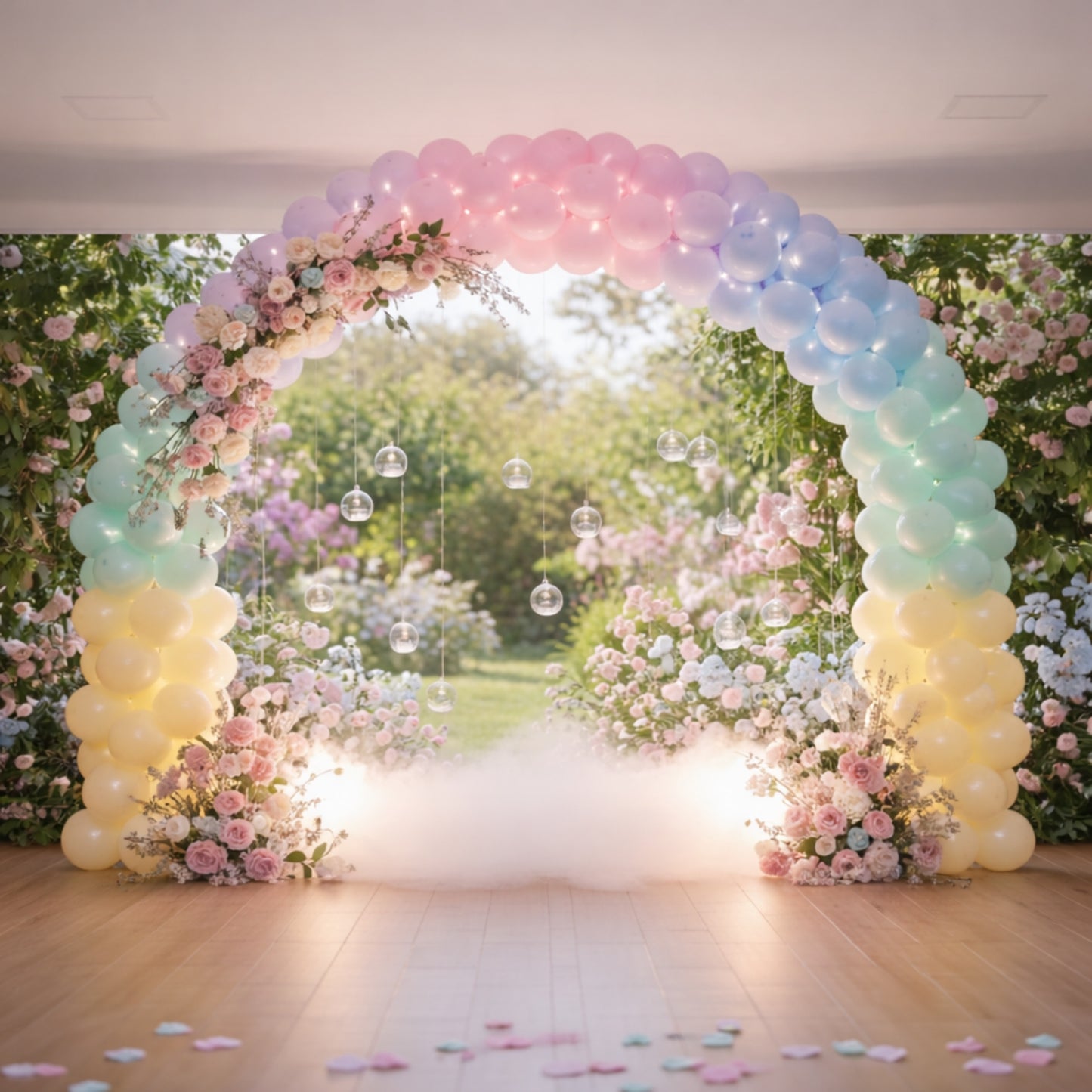 Clear balloon clip connectors for balloon arch decoration.