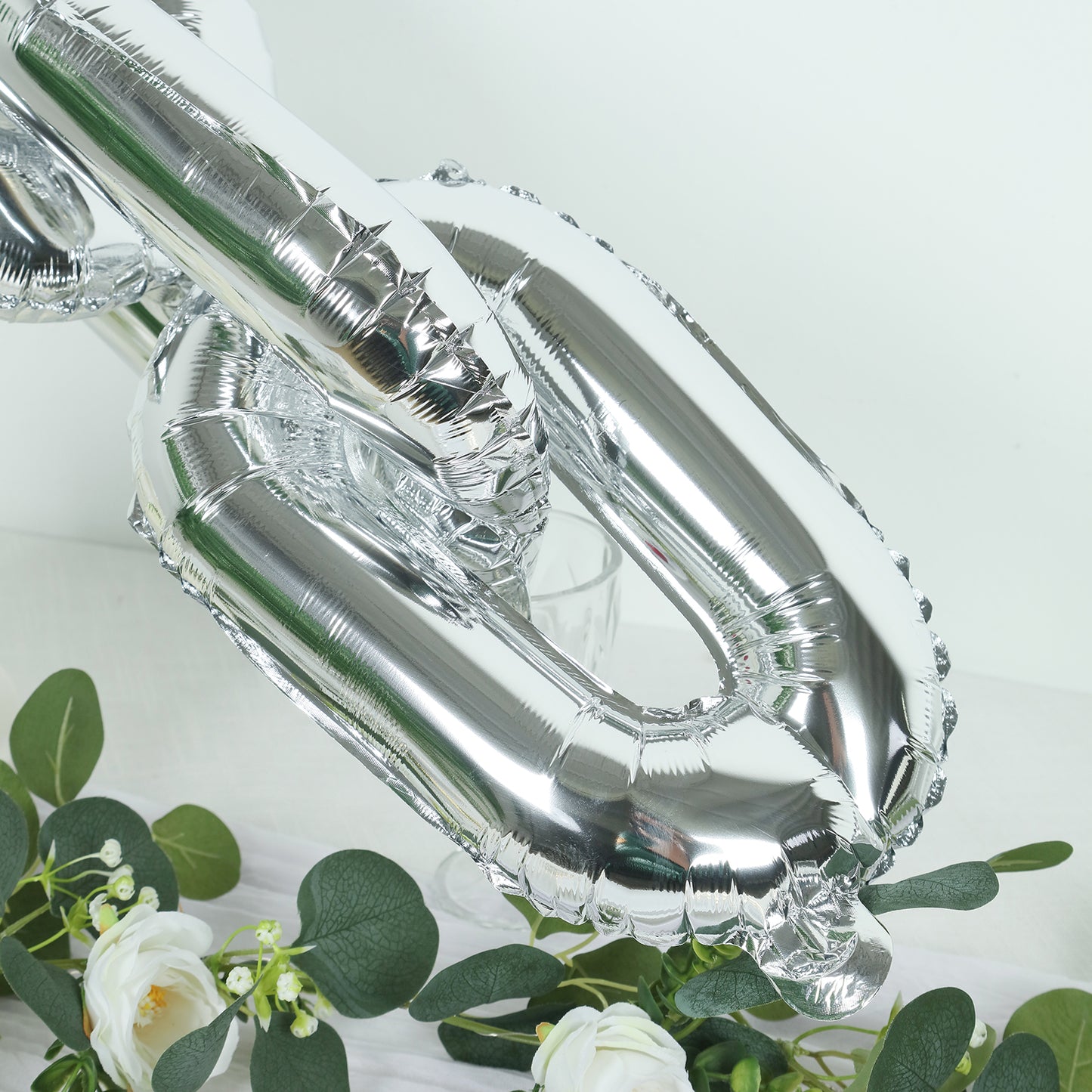 16ft Jumbo Chain Link Balloons in Silver, 30pack 8x12" Durable Foil Chain Balloons for 90s Hip Hop Party Decorations, Event Decor