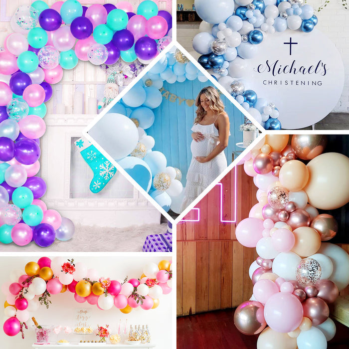 Rose gold and pink balloon garland arch party kit for celebrations.