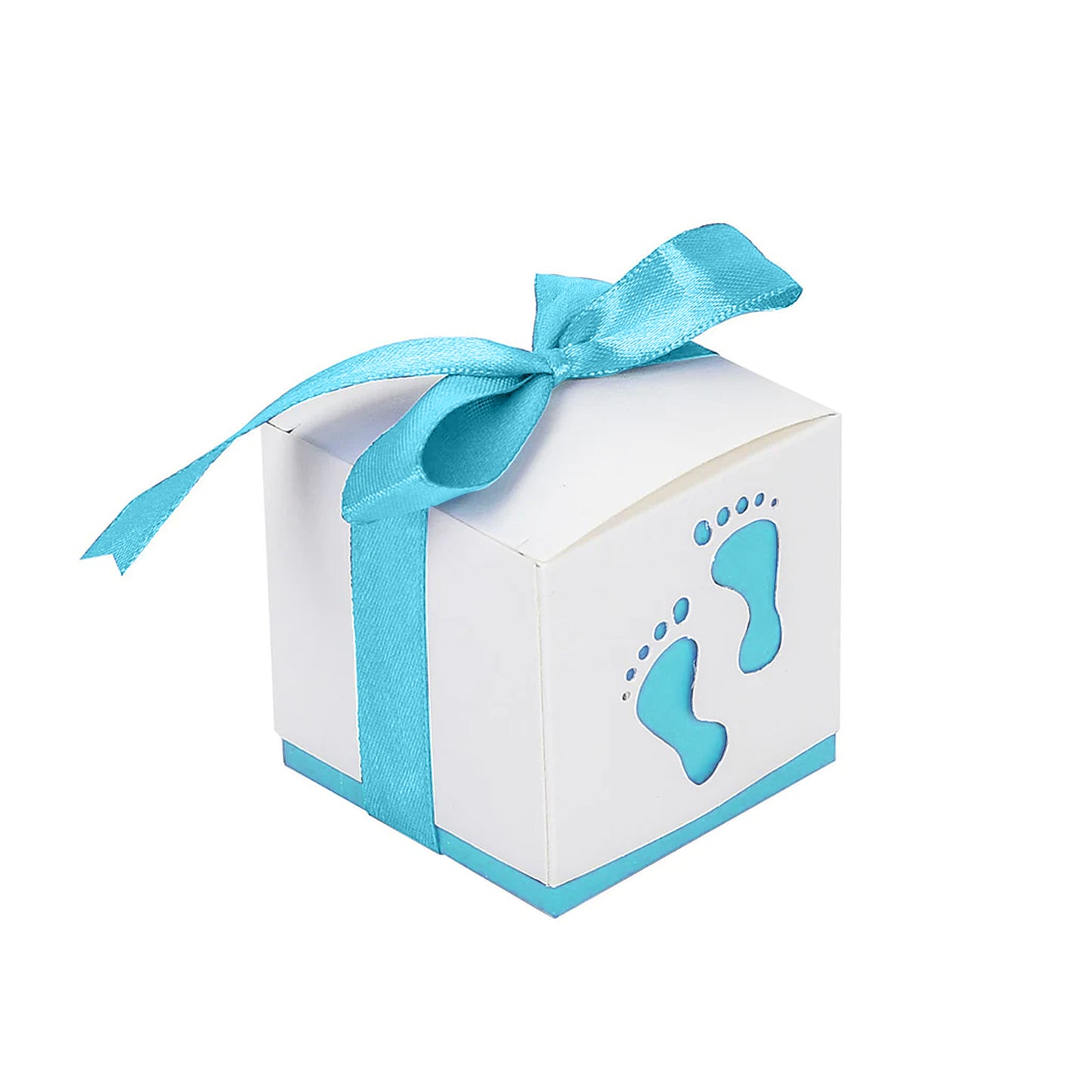 25 Pack 2 Inch Baby Shower Party Favor Blue Footprint Candy Gift Boxes