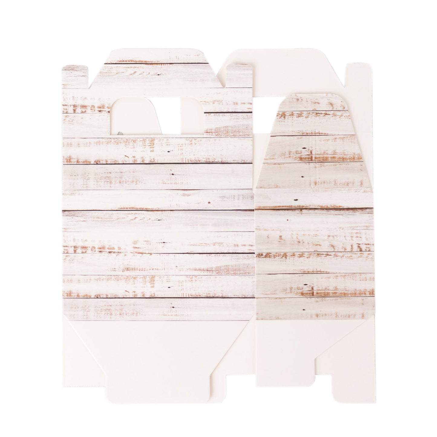 25 Pack Rustic White Candy Gift Tote Gable Boxes With Wood Plank Pattern, Party Favor Treat Boxes - 4"x2.5"x4.5"