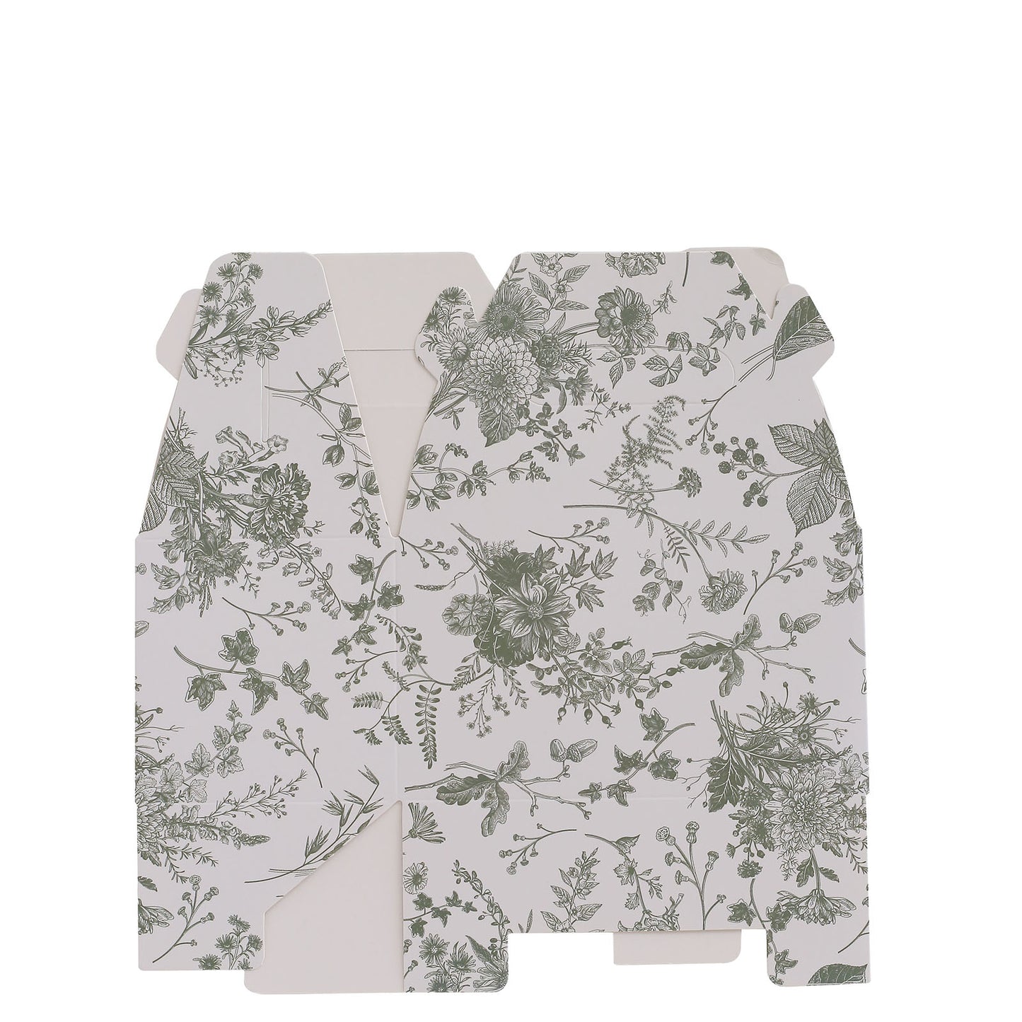 25 Pack White Sage Green Candy Gift Tote Gable Boxes in French Toile Pattern, Party Favor Treat Boxes - 6"x3.5"x7"