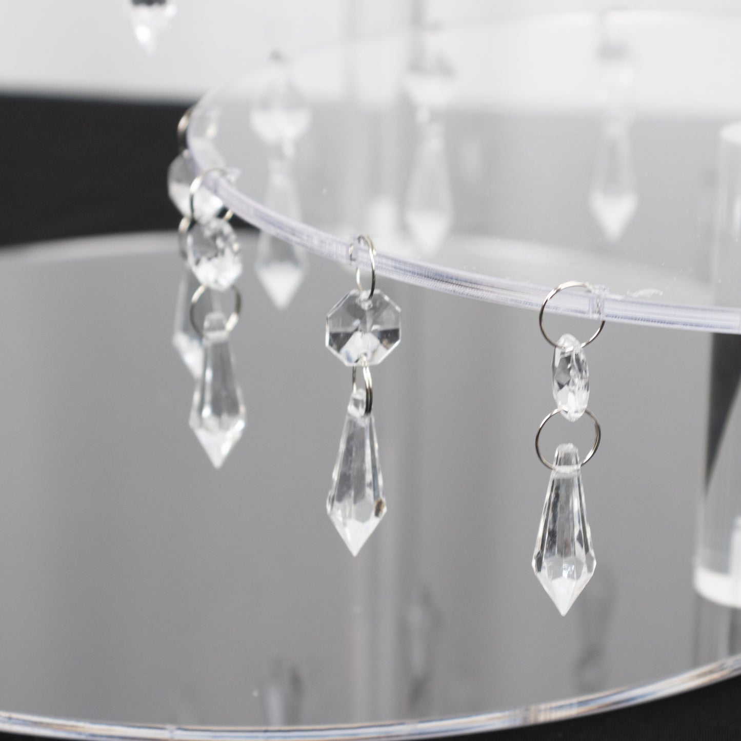 3-Tier Acrylic Cake Stand Clear with Hanging Crystal Pendants – Dessert Display for Weddings & Parties