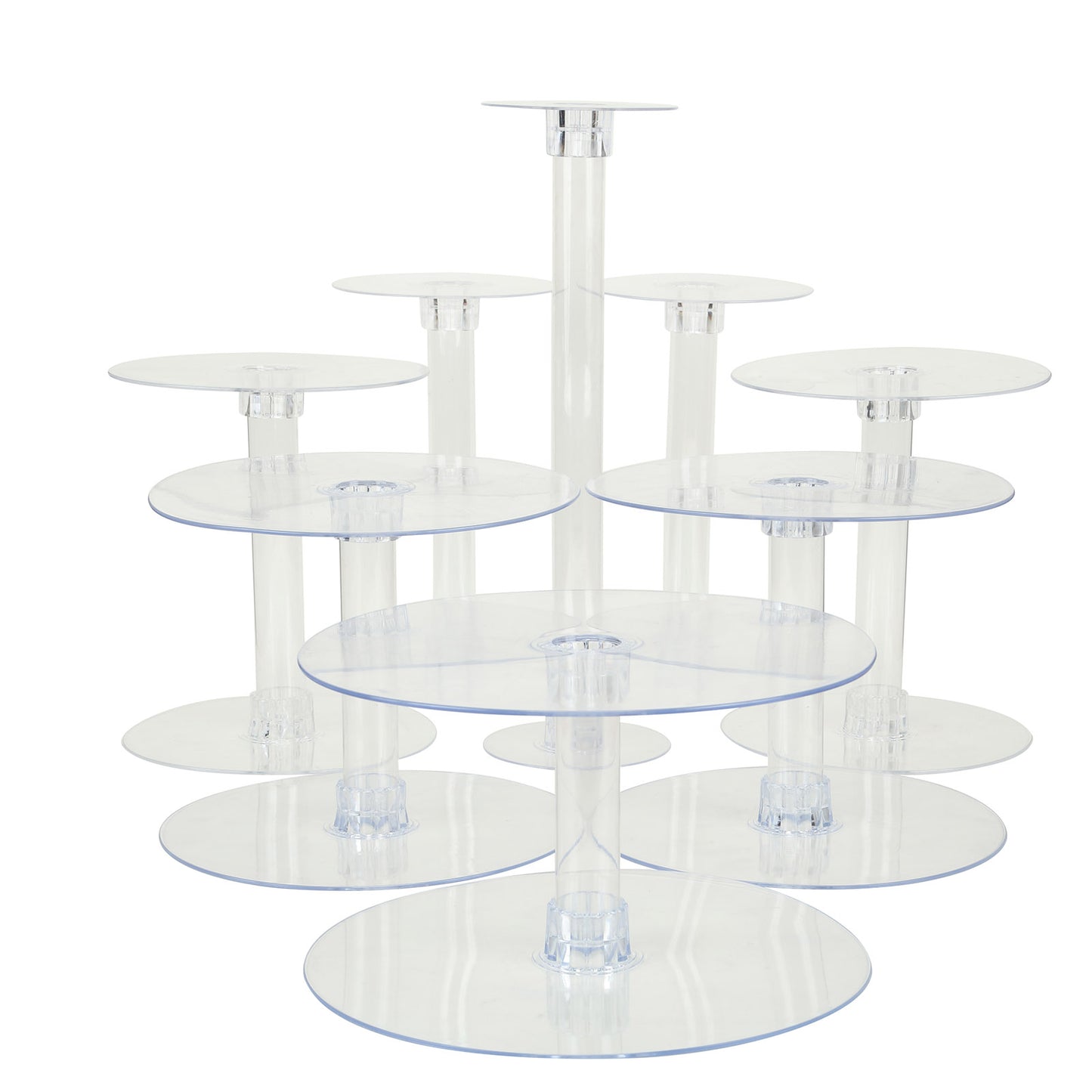 Clear acrylic 8-tier cake stand set for displaying desserts and cupcakes. #whtbkgd