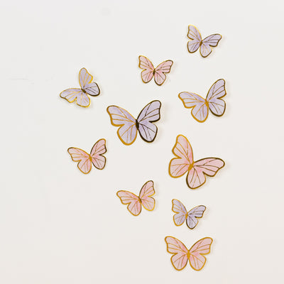 3D Butterfly Cake Toppers with Gold Edges – Pink & Purple Double Layer Cupcake Decorations 3D Butterfly Cake Toppers with Gold Edges – Pink & Purple Double Layer Cupcake Decorations