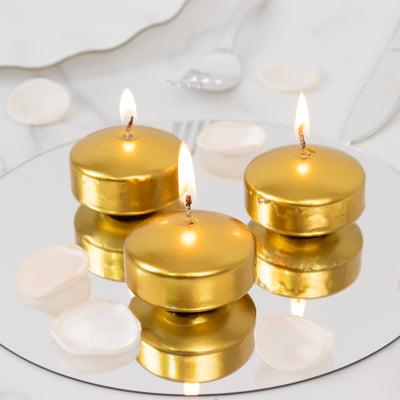 Metallic Gold Floating Candles for Weddings and Events Metallic Gold Floating Candles for Weddings and Events
