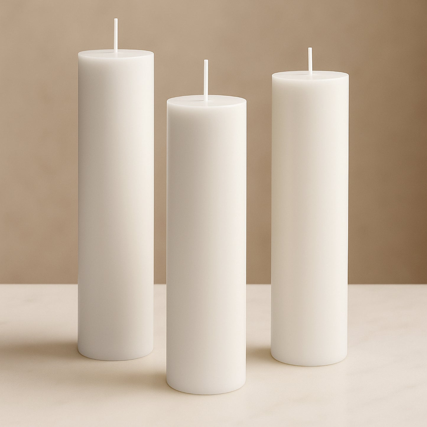 6-Pack Unscented Dripless Pillar Candles – 3"x12" White Paraffin Wax with Smokeless Cotton Wicks, Clean & Long-Lasting 120-Hour Burn