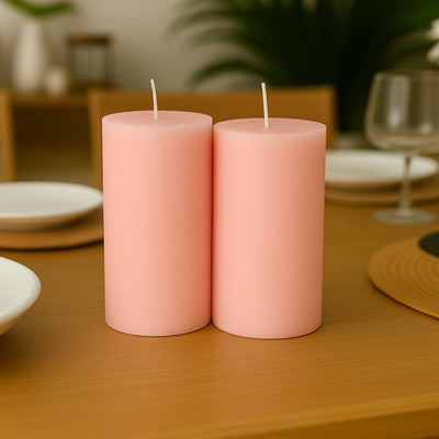 Unscented Dripless Blush Pillar Candles Unscented Dripless Blush Pillar Candles