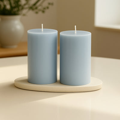 Décor ideas using Dusty Blue pillar candles Décor ideas using Dusty Blue pillar candles