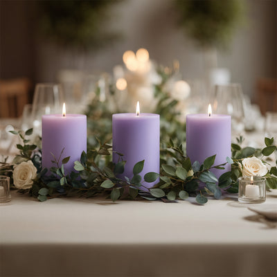 Décor ideas using Lavender Lilac pillar candles Décor ideas using Lavender Lilac pillar candles