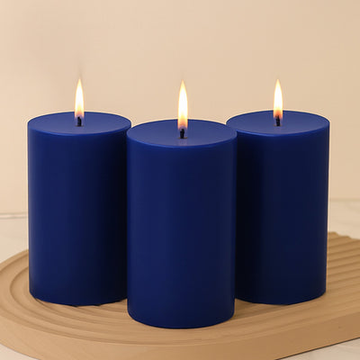 Unscented Dripless Navy Blue Pillar Candles Unscented Dripless Navy Blue Pillar Candles