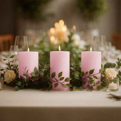 Décor ideas using Pink pillar candles Décor ideas using Pink pillar candles