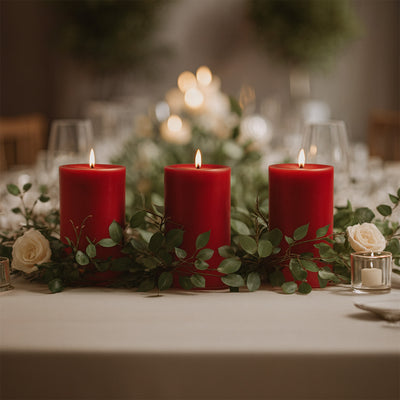 Décor ideas using red pillar candles Décor ideas using red pillar candles