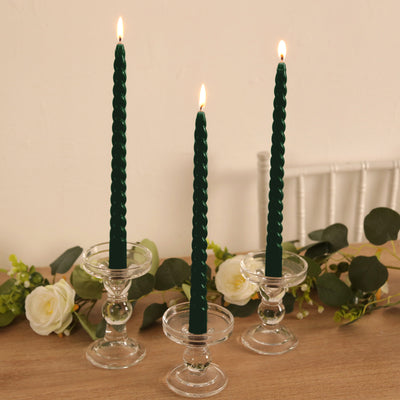 Hunter Green Spiral Long Burn Wick Taper Candles Hunter Green Spiral Long Burn Wick Taper Candles
