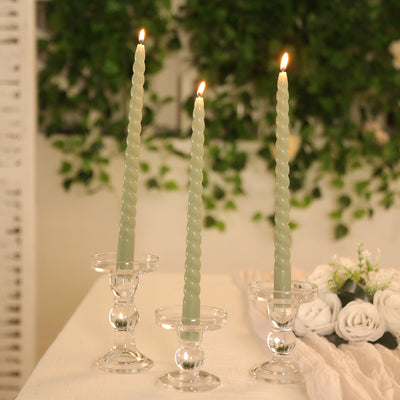 Sage Green Spiral Long Burn Wick Taper Candles Sage Green Spiral Long Burn Wick Taper Candles