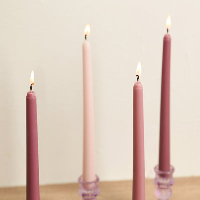 Mixed Dusty Rose Wax Taper Candles for Elegant Events Mixed Dusty Rose Wax Taper Candles for Elegant Events