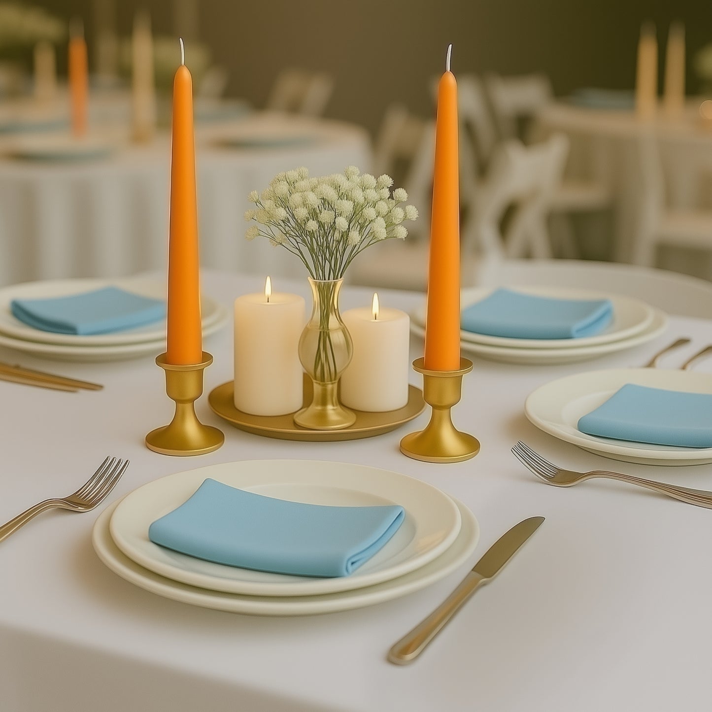 10-Pack Taper Candles Premium Wax Design Orange - Unscented Candles for Upscale Settings 10"