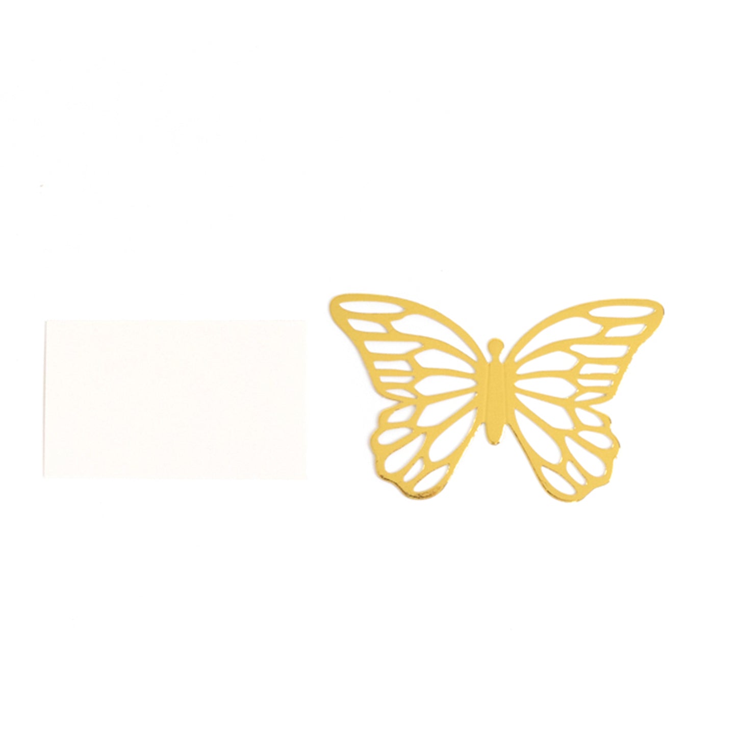 25 Pack Gold Butterfly Table Number Holders with White Printable Cards, Free Standing 3D Butterflies Paper Place Card Holders - 3"x5"